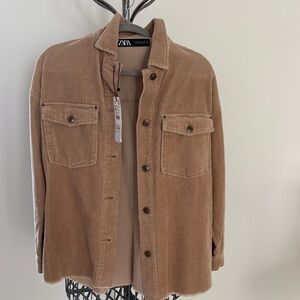 Zara Tan Corduroy Shacket.  Size medium. New with tags.